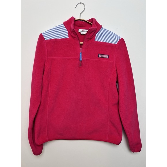 Ladies Vineyard Vines Martha's Vineyard Size S Pink Fleece 1/4 zip Sweater - Picture 2 of 9
